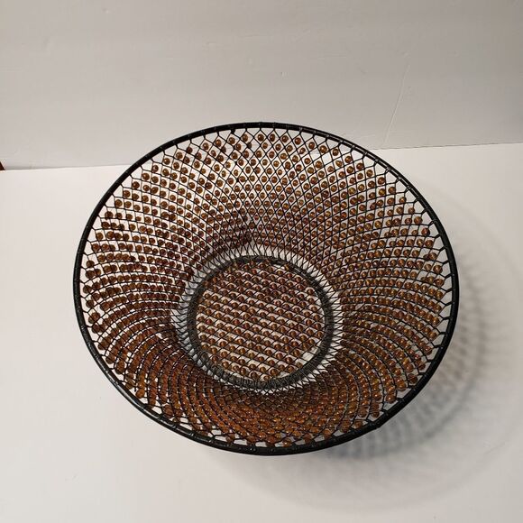 Vintage Metal Beaded Basket - Picture 3 of 11